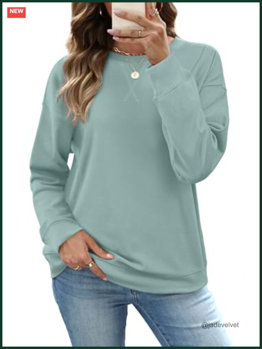 Crew Neck Sweatshirt Long Sleeve Relaxed Fit Pullover Top